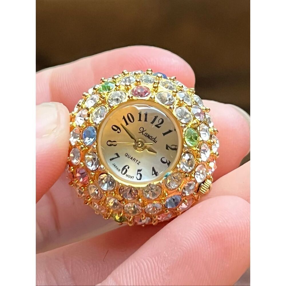 VTG Xanadu Quartz Watch Pendant Pastel Rhinestone Y2K Purse Charm